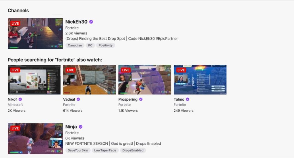 Search up Twitch streamers for research